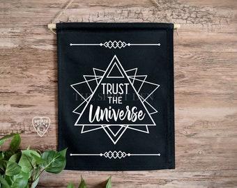 Trust The Universe Black Wall Hanging Spiritual Manifest Meditation Space Zen Gift Universe Quotes Yoga Gifts New Age Geometric Witchy Decor
