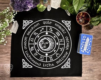 Wheel of the Year Altar Cloth Tarot Cloth | Witchcraft | Ritual Cloth | Wiccan | Mabon | Pagan | Samhain | Beltane | Imbolc | Yule | Ostara