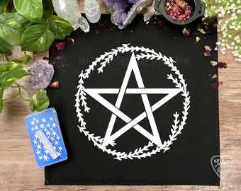 Pentacle Wreath Altar Cloth Tarot Cloth | Tarot Reading Cloth | Witchcraft | Tarot Card Cloth | Wiccan Decor | Pentacle Pentagram Cloth