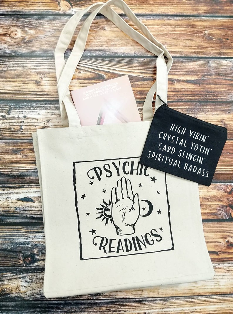 Psychic Medium Psychic Tote Bag New Age Tote Tarot Readings Witchy Accessories Psychic Readings Cotton Canvas Market Tote Bag