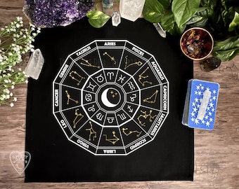 Astrology Wheel Altar Cloth Zodiac Cloth Tarot Astrology Gifts Zodiac Gift Witchcraft Divination Cloth Tarot Mat Divination Tools Cosmic