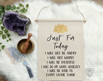 Reiki Principles Canvas Wall Hanging Spiritual Reiki Decor Reiki Healing Reiki Art Meditation Space Zen Gifts Just For Today Yoga Gifts