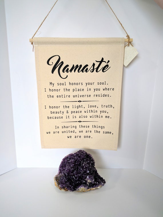 Namaste Definition Cotton Canvas Wall Banner Namaste Banner Etsy