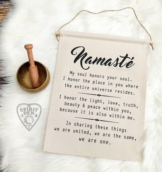 Namaste Definition Cotton Canvas Wall Banner Namaste Banner Etsy