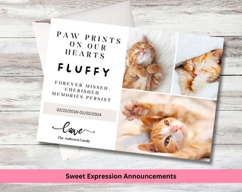 Personalized Pet Memorial Card, Dog Cat Loss, Sympathy Gift (Digital Download)