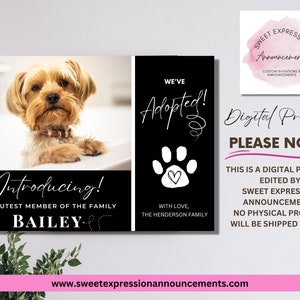Personalized Pet Announcement, New Dog, New Cat, Pet Photo Announcement, New Pet Adoption, Personalized Pet Announcement, Pet Photo Card