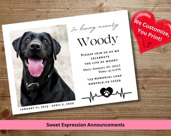 Custom Pet Memorial Invitation, Dog Celebration of Life (Digital File)