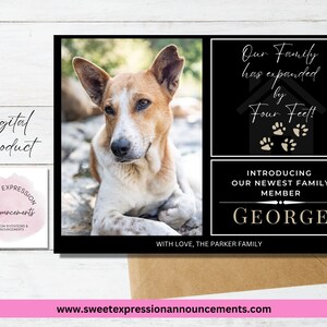 Pet Photo Announcement, Pet Announcement, New Dog, New Cat, Pet Photo Announcement, New Pet Adoption, Digital Pet Photo Card
