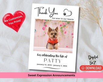 Personalized Pet Memorial Card, Loss of Pet Gift (Digital File)