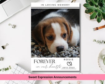 Personalized Pet Memorial Card, In Loving Memory Keepsake, Pet Loss Gift, Dog Loss Photo Card,  (Digital File)