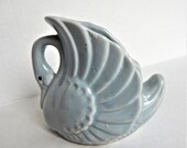 Vintage Small Swan Pottery Planter Vase Blue, either McCoy or Shawnee, Unmarked, Perfect for Planting Succulents
