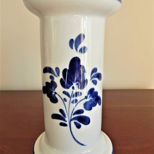 Hand-Painted Portuguese Pottery Vase: Blue Floral Design, Signed