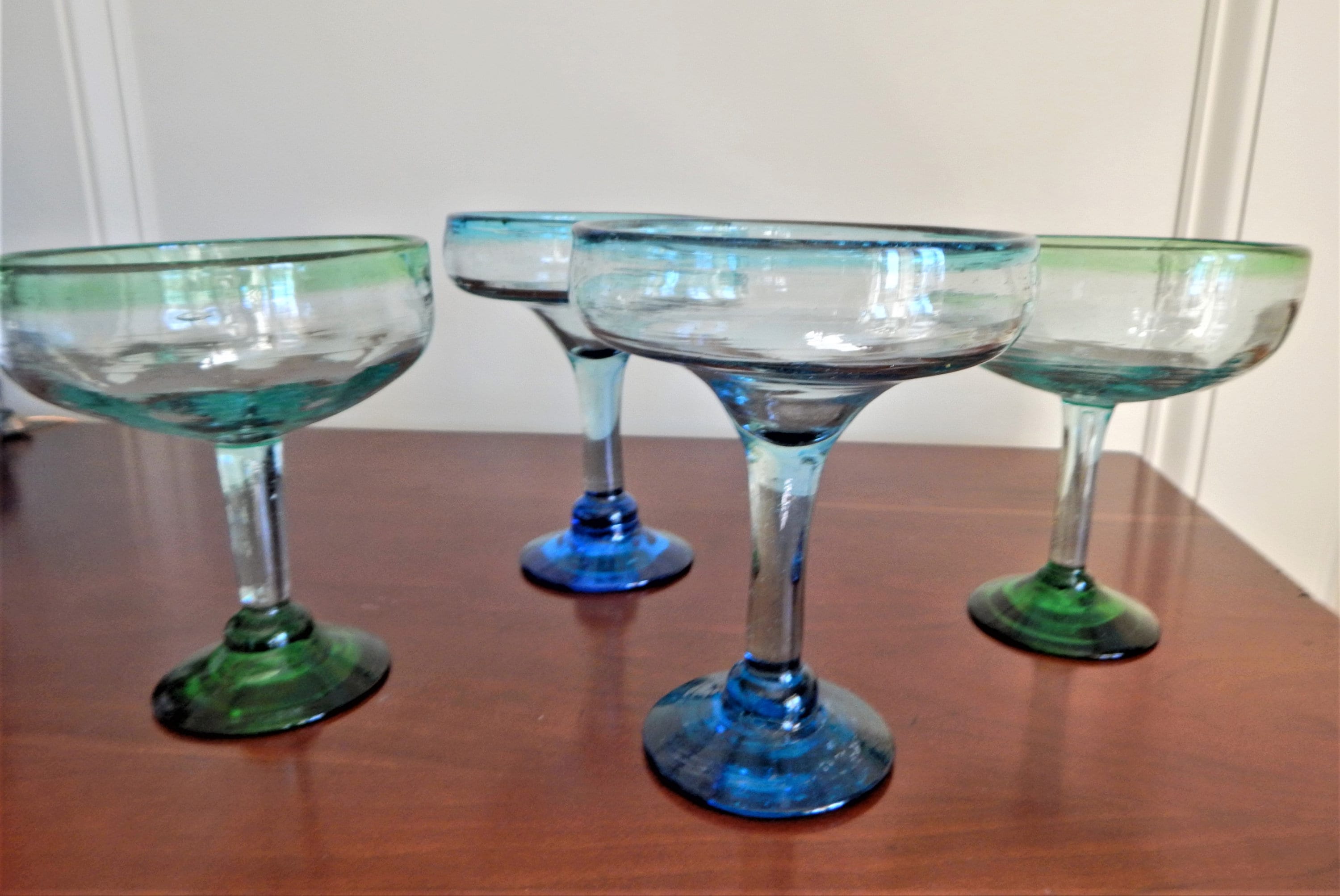 Fiesta Brands Mexican Blue Rimmed Drinking Glasses, Recycled Glass Hand  Blown Heavy Thick Glassware …See more Fiesta Brands Mexican Blue Rimmed