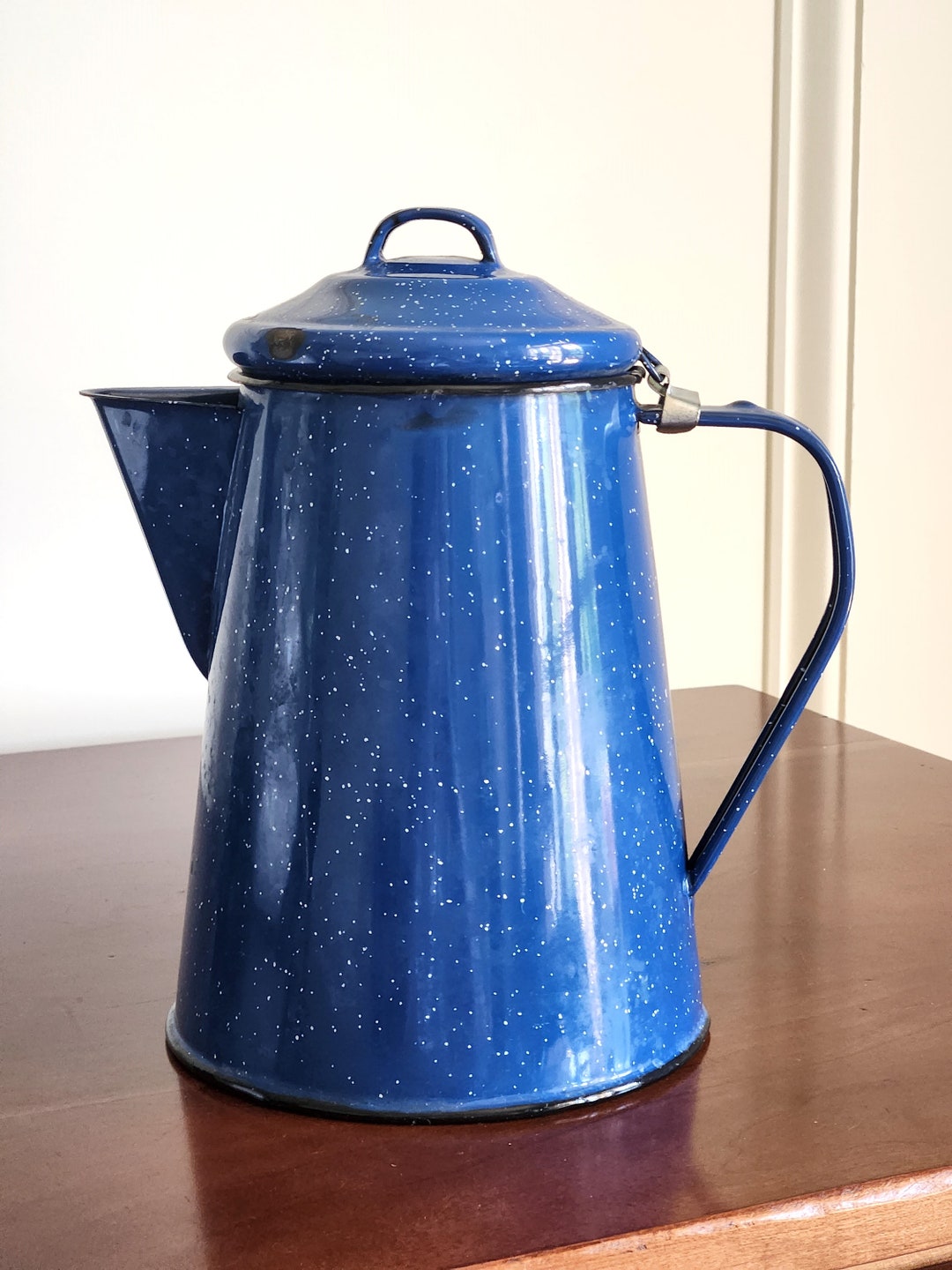 Vintage Graniteware 9 Tall Coffee Pot With Lid Etsy