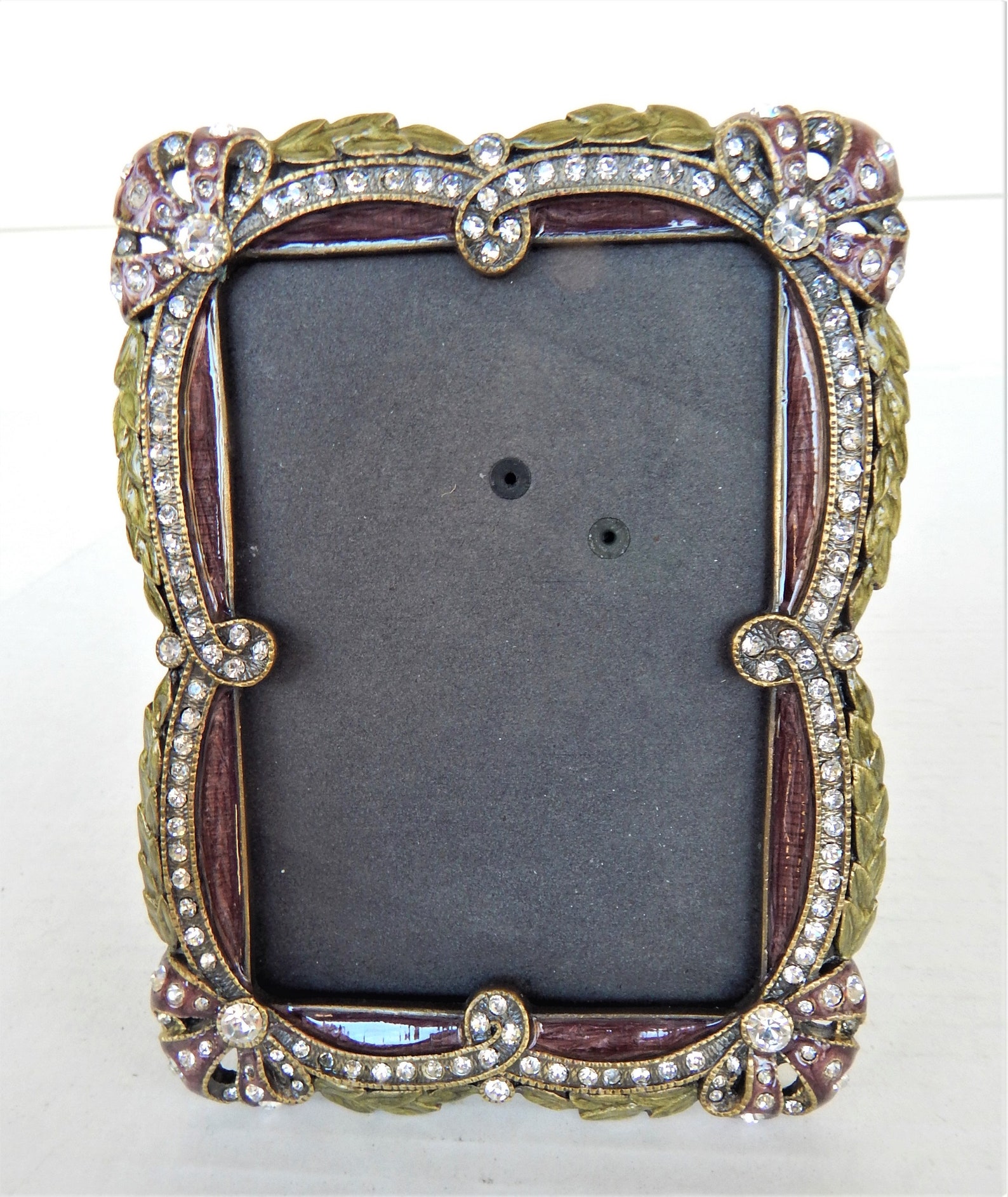 Picture Frame Enamel & Jewels or Rhinestones Antique gold and Etsy