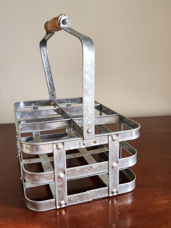 Vintage  Metal Bottle Carrier  French Style, Wine 