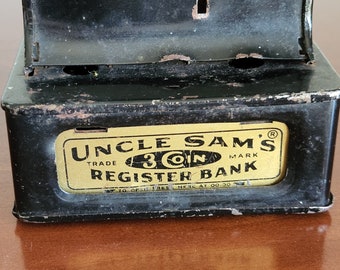 Authentic Antique Metal Bank, Uncle Sam's 3 Coin Register