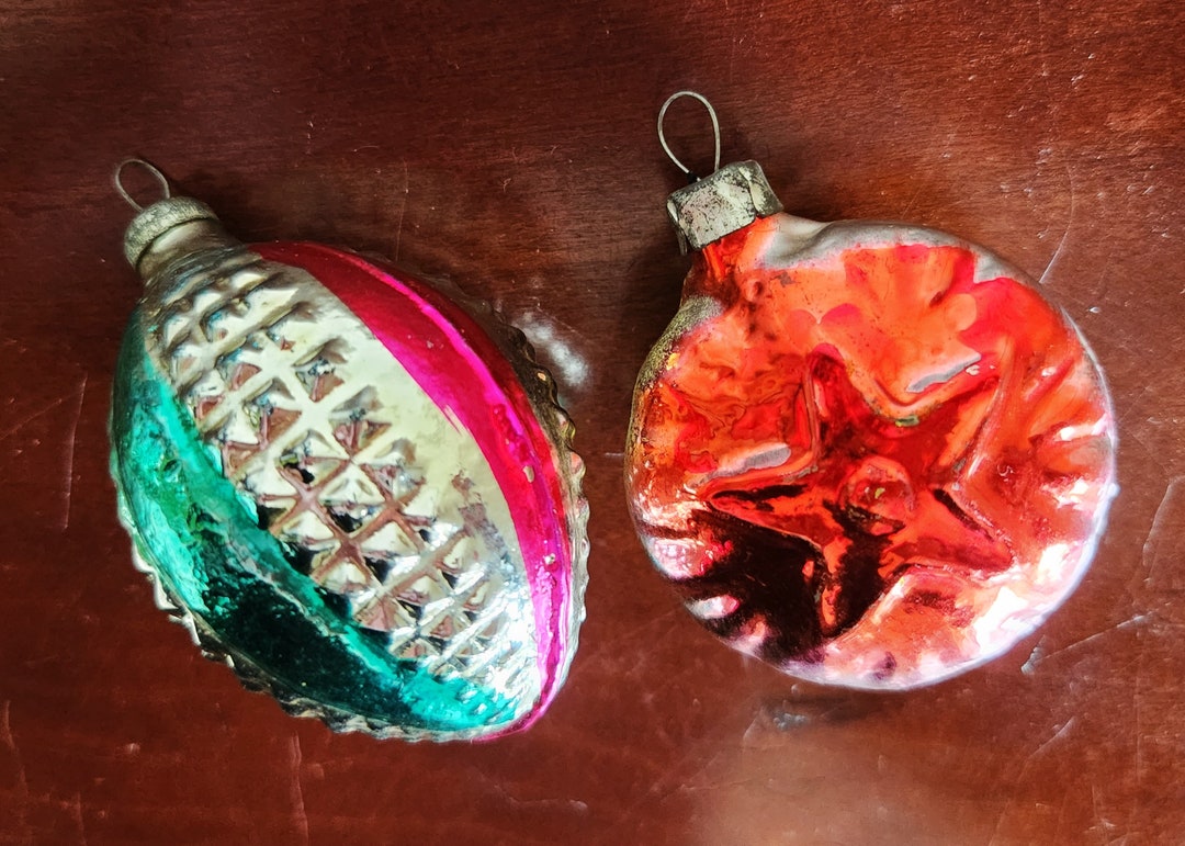 Vintage Russian Christmas Ornaments Set of 2 Oval Striped - Etsy
