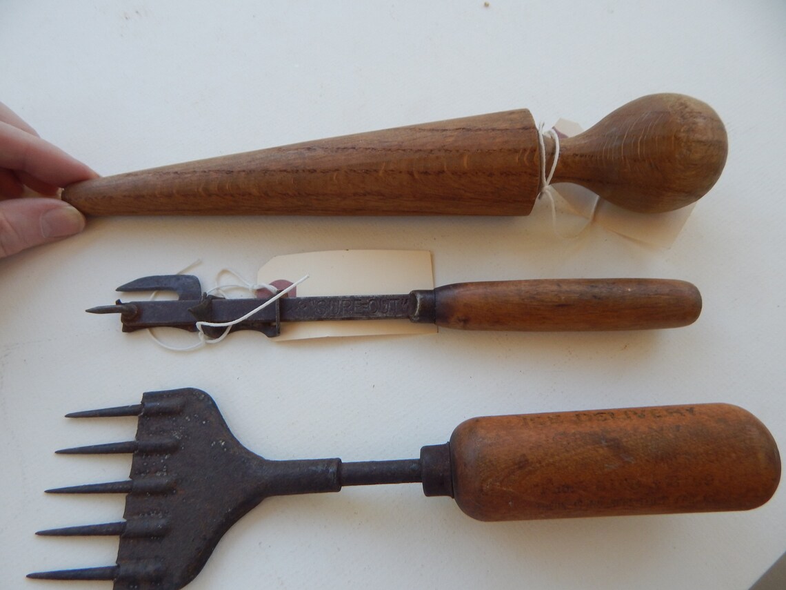3 manijas de madera antigua herramientas de cocina | Etsy