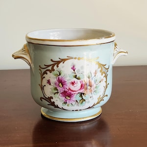 Antique French Limoges Hand Painted Cache Pot, Planter