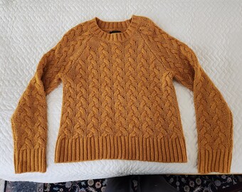 Women's Cable Knit  Pullover Sweater, Size M, LUCKY BRAND, Rust Color