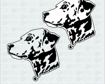 ダルメシアンの黒い線画：印刷可能な犬の肖像画（デジタルダウンロード