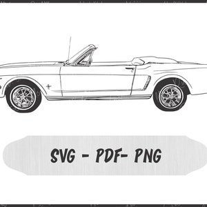 64 Ford Mustang Convertible PNG, SVG, Pdf file - Cut File design - Instant Download - PNG Transparent Background - Mustang Clipart - Cricut