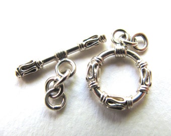 Toggle clasp, Sterling Silver, ring 13mm, toggle 20mm B-8037