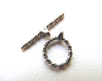 Toggle clasp, Sterling Silver, ring 12mm, toggle 20mm B-8036