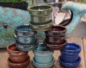 Cute small Planter Pot with Drainage and Attached Saucer - Ceramic Succulent Planter