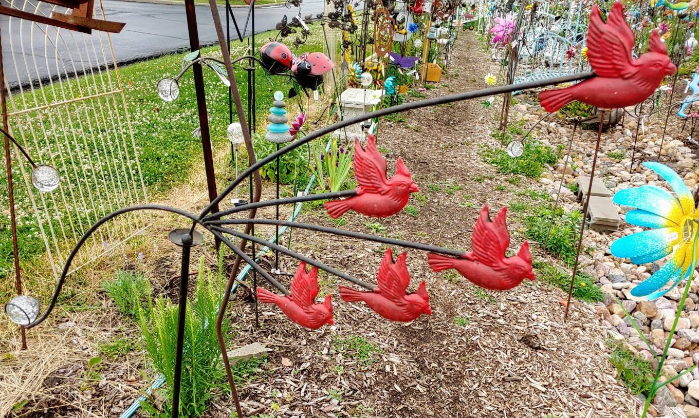 Balancing Cardinal Wind Spinner Garden Stake Etsy