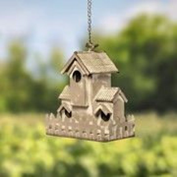 Birdhouse Single Cylinder Galvanized Metal Farmhouse BIRD HOUSE Country 15"H 