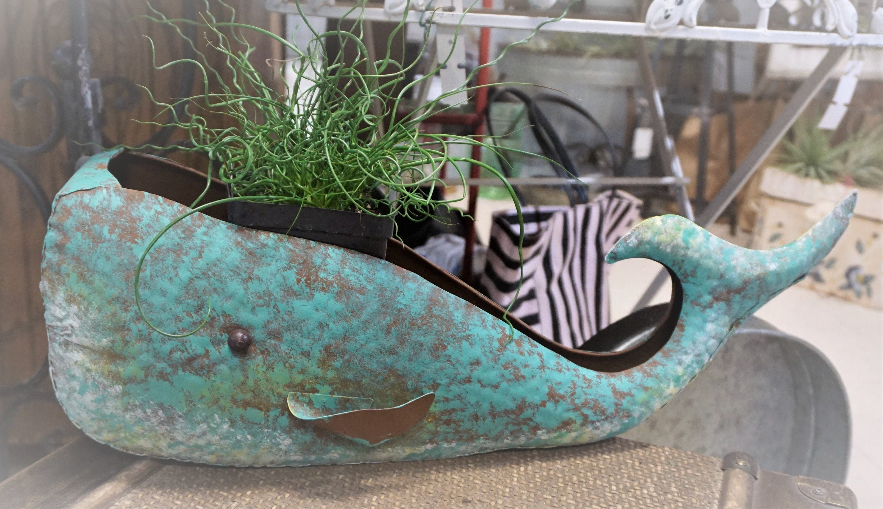 Metal whale Planter Garden Art Statue 23 Etsy