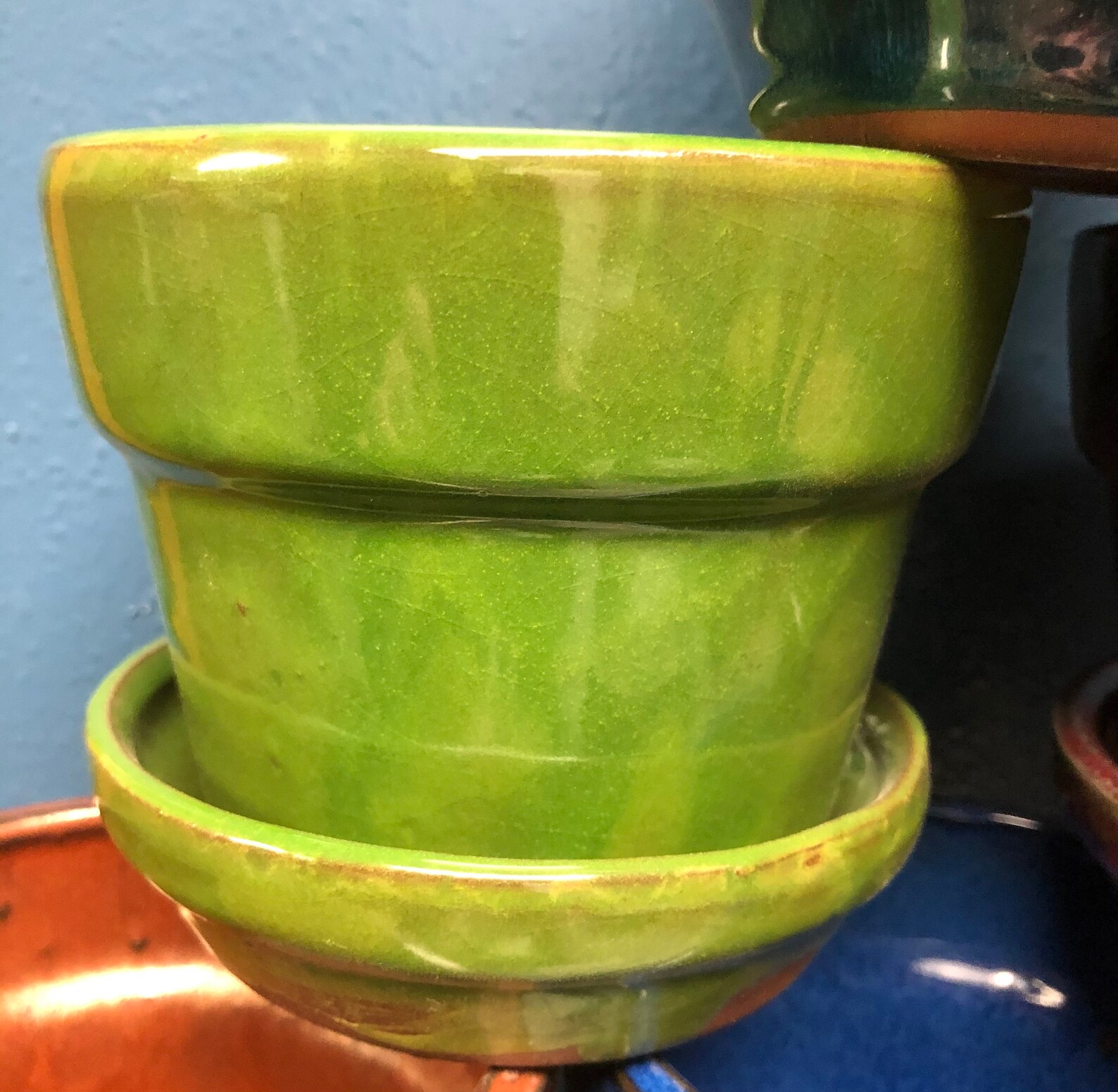 5 Glazed Ceramic Flower Pot with Drainage and Attached Etsy