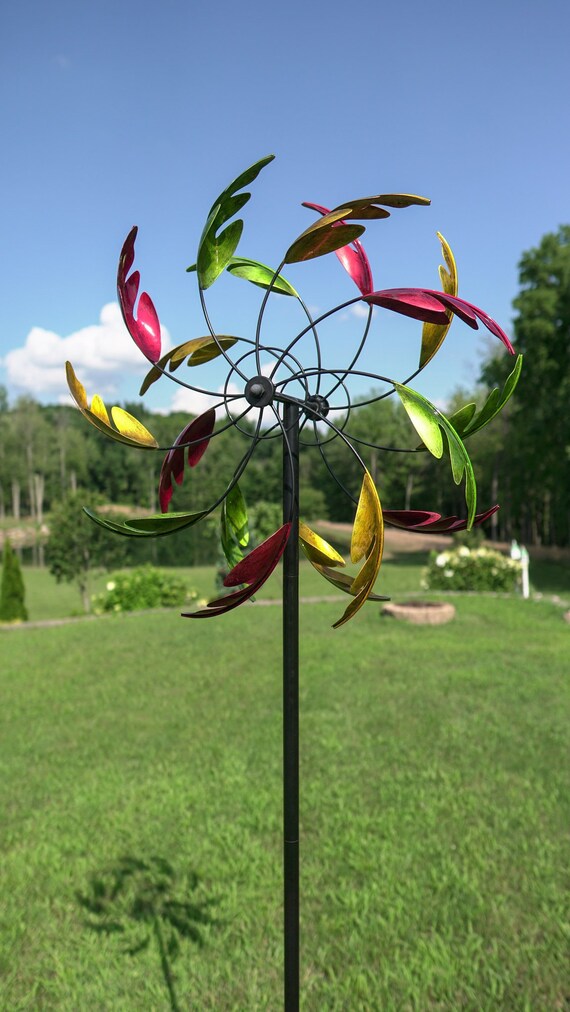 Outdoor Wind Spinner Colorful Feathers Springtime Etsy