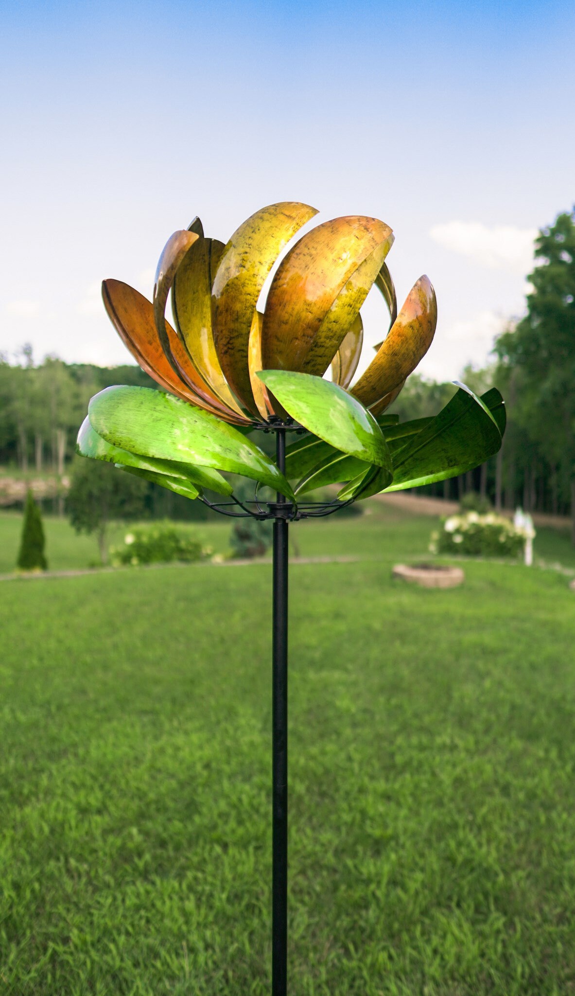 Jardín cinético al aire libre Hilanderas de viento l Flor | Etsy