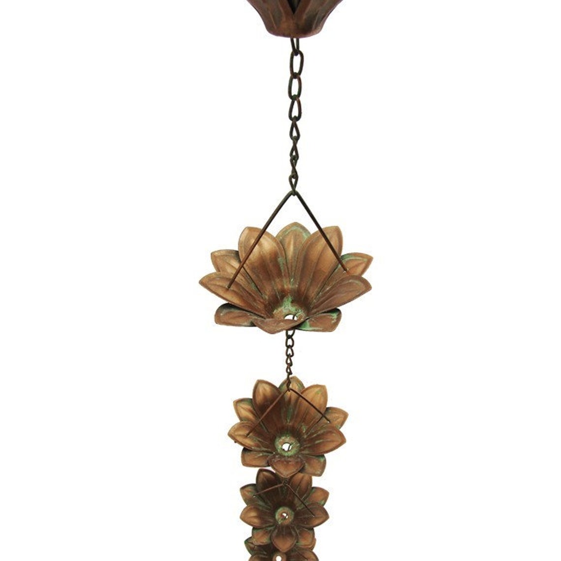 Sunflower Rain Chain Wind Chime Distresed Copper 76 Etsy