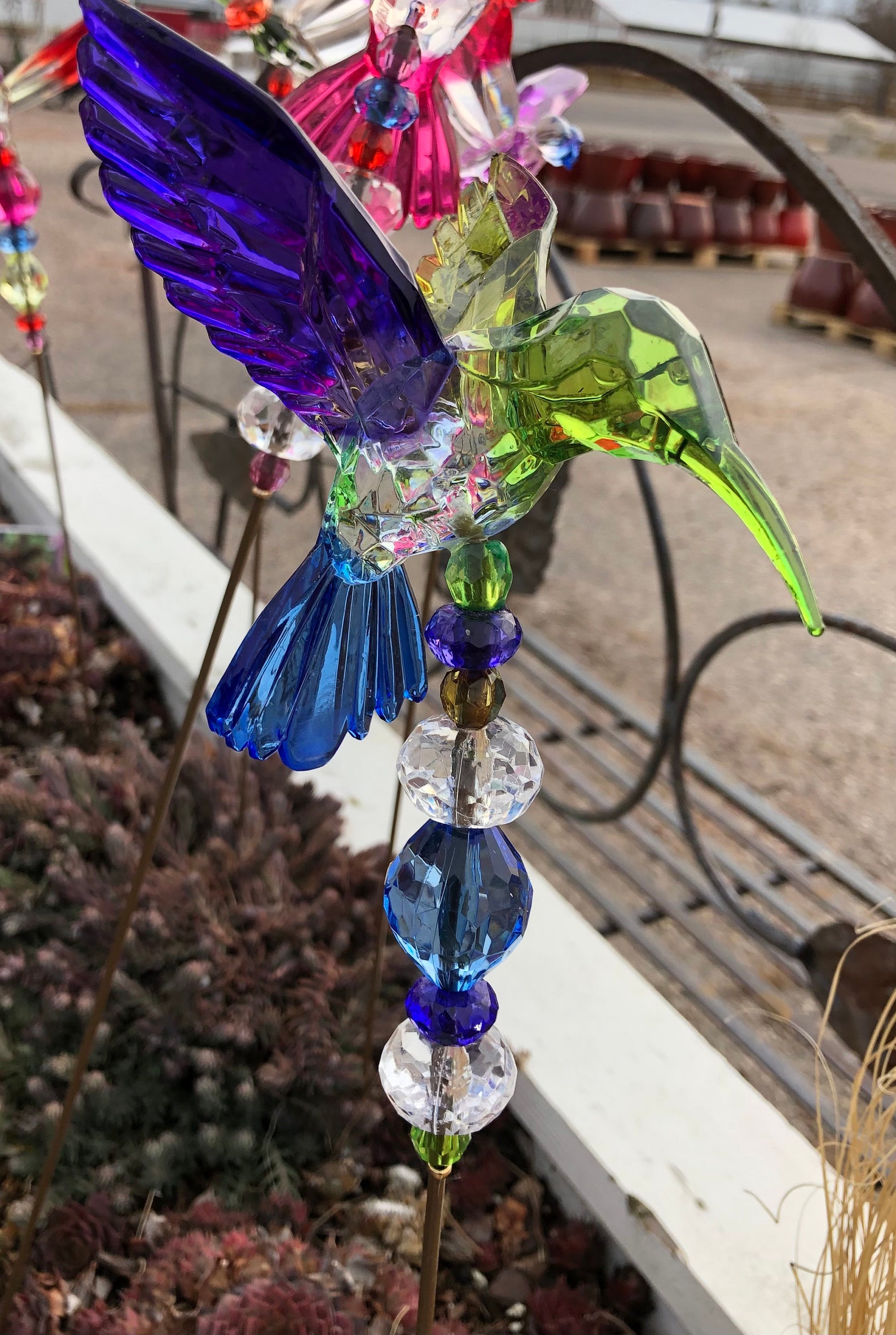 Hummingbird Garden Stakes 20 3 Assorted colors Etsy