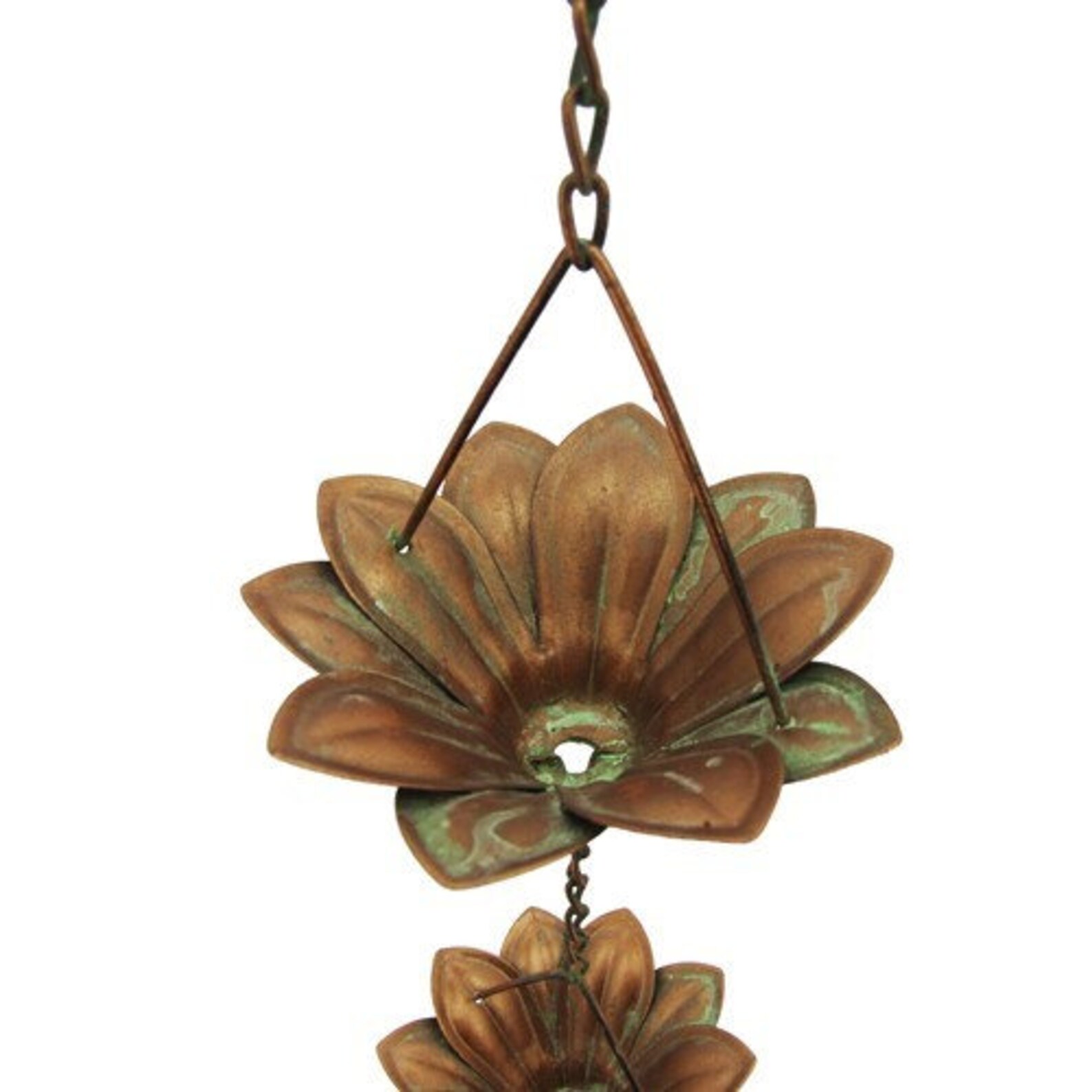 Sunflower Rain Chain Wind Chime Distresed Copper 76 Etsy