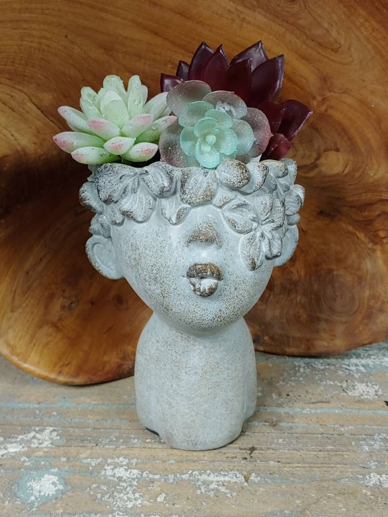 Small Kissing Girl Head Planter Pot 7.5 Etsy