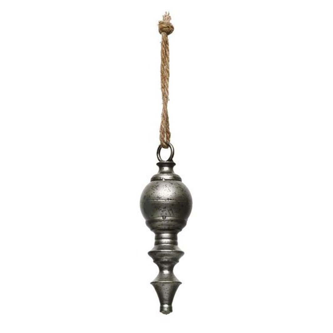 Holiday Hanging Finial Ornament Short Pewter Color Metal Etsy