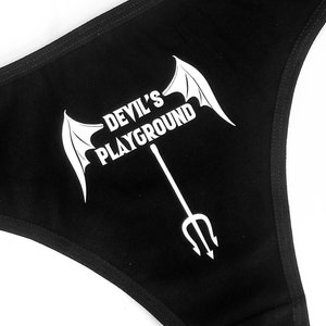 devil&#39;s playground thong, panty, undies, underwear, panties, rave bottoms, devil, Halloween, stocking stuffers, birthday gift, present,