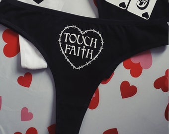 Valentine's Day Thong, Sexy cotton Panties, Valentine's lingerie, Romantic Underwear, Gift for Her, naughty gift, touch faith, cotton thong,