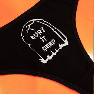 bury it deep tombstone thong, Halloween lingerie, graveyard, cemetery, undies, Halloween panties, cotton underwear, birthday gift for her