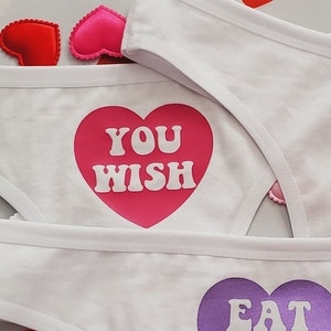 Valentine&#39;s Day Panties, Heart Shaped Thong, Sexy Lingerie, Gift for Her