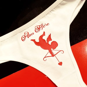 Valentine&#39;s Day Thong, Sexy cotton Panties, Valentine&#39;s lingerie, Romantic Underwear, Gift for Her