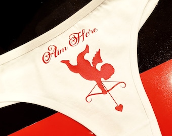 Valentine's Day Thong, Sexy cotton Panties, Valentine's lingerie, Romantic Underwear, Gift for Her