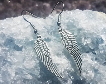 Silver Angel Wing Earrings, Wings Earrings, Celestial Earrings, Cute E girl Earrings, Sterling Silver, Punk, Gothic, Biker Earrings