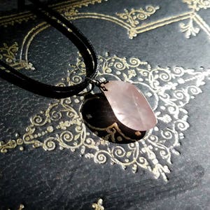 Pink Rose Quartz Crystal Healing Necklace, Self Love and Attraction Pendant, Heart Chakra