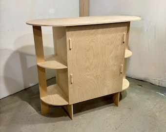 Flat Packed PopUp Kiosk Counter with Double Rounded End for Modern Popups Retail and Boutique Displays